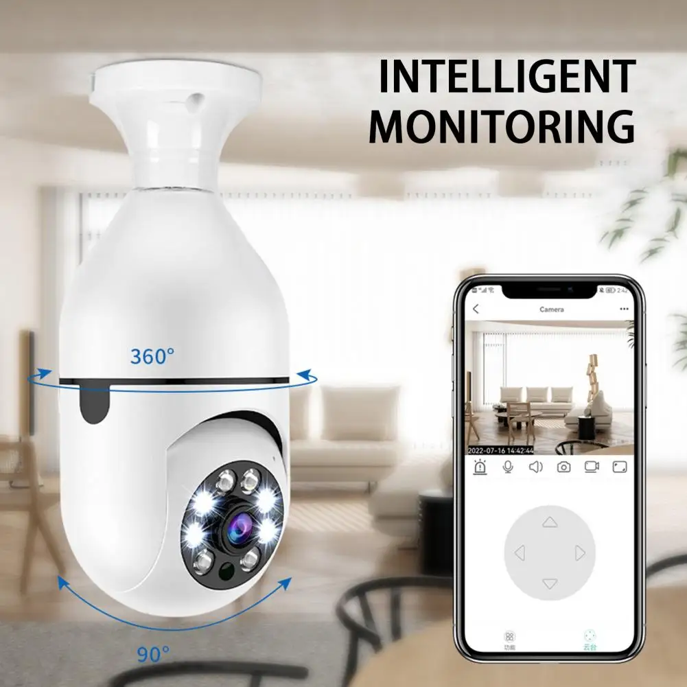

A6 E27 Bulb Surveillance Camera Night Vision Full Color Automatic Human Tracking 4x Digital Zoom Video Indoor Security Monitor