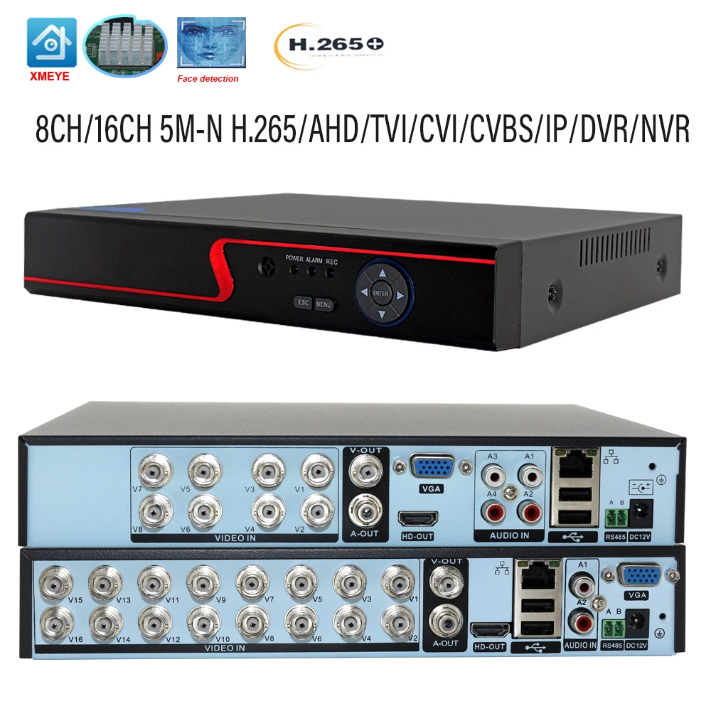 

Xmeye AHD DVR 16CH Hybrid H.265 распознавание лица 8CH 5MP-N DVR Домашняя безопасность видеонаблюдения 1080P TVI CVI CVBS CCTV Video IP-камера