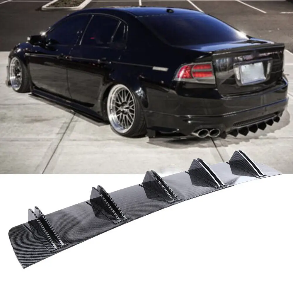 

2pcs Universal Car Rear Bumper Lip Spoiler Splitter For Acura TL ILX TLX TSX MDX RDX 5 Fins 81.5cm Diffuser Shark ABS body kit