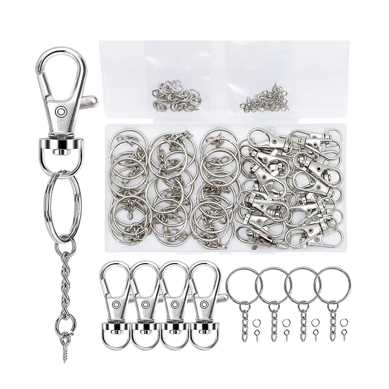 

Kili 120PCS Swivel Snap Hook with Key Chain Rings Set- for Keychain Lanyard, Crafts and Jewelry Making