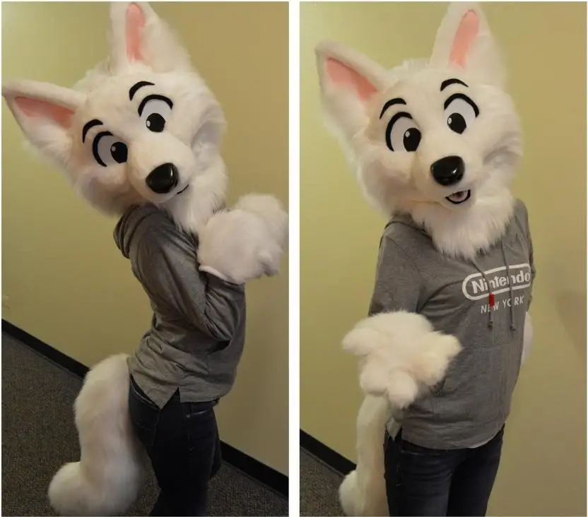 Husky Fursuit голова хвост перчатки костюм для взрослых Размер мультфильм маскарадный костюм для Хэллоуина