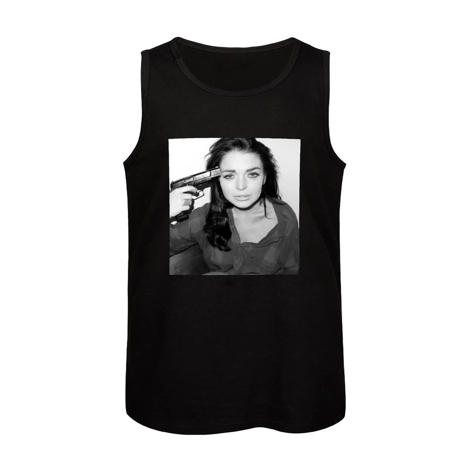 Lindsay Lohan - майка без рукавов с пистолетом мужская футболка для спортзала одежда