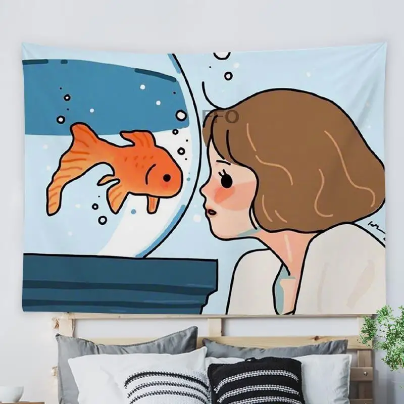 

Cartoon Anime Tapestry Wall Hanging Kawaii Room Decor Tapestry Beautiful Girl Aesthetic Decoration Tapestry Bedroom Sofa Blanket