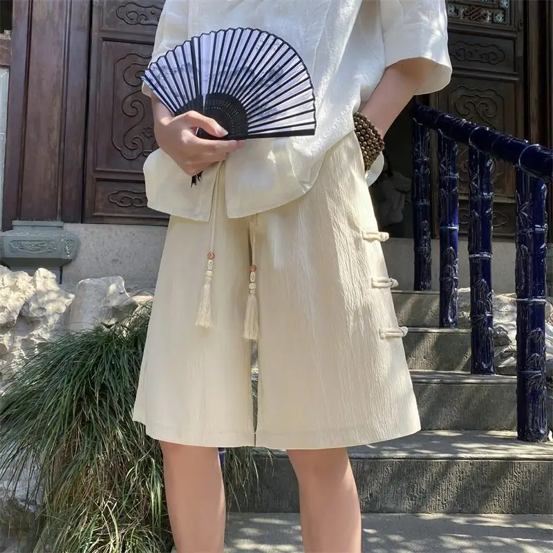 New Chinese Sle Breasted Shorts Men's Summer Fashion Brand Loose Casual Pants National COUPLE'S Five-Point Sports