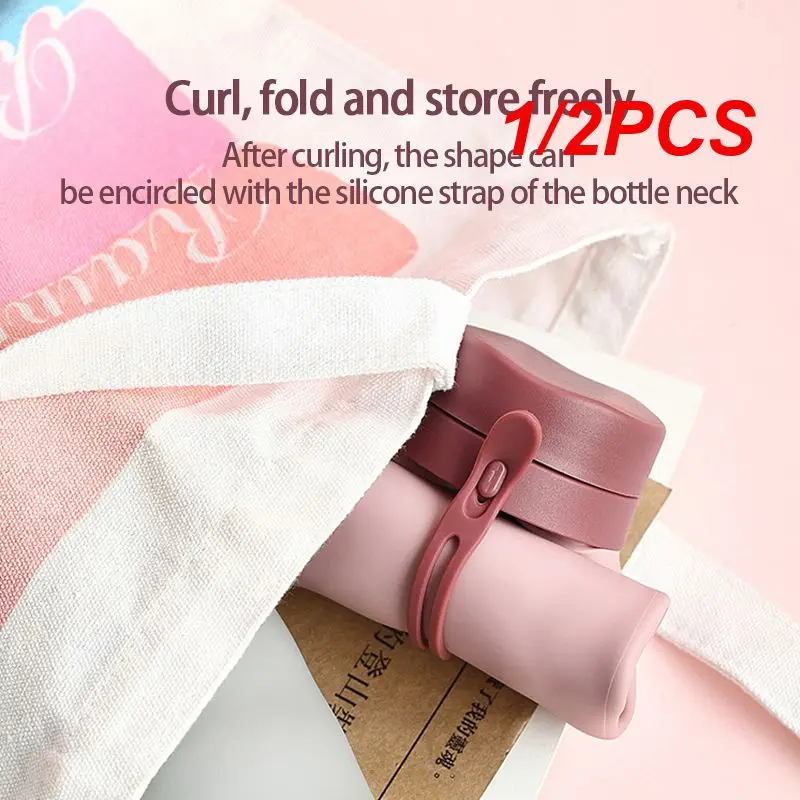 

1/2PCS Cycling Bottle Outdoor Portable Silicone Folding Bottle Sports Drink Cup Reusable Creative Travel Water Bottle Bike