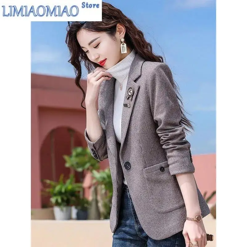 Новый блейзер с узором гусиные лапки женский весенне-осенний повседневный
