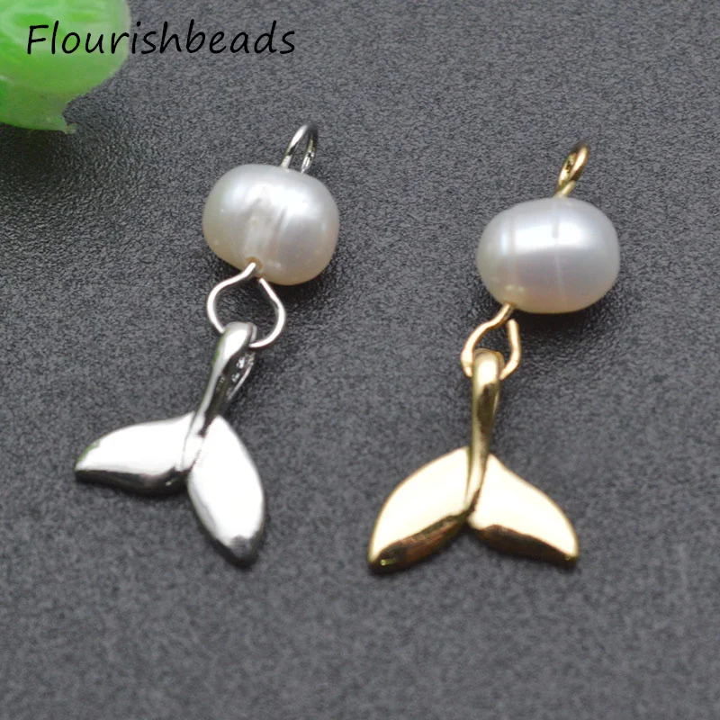 

20pcs/lot 12x21mm Nickel Free Anti Rust Gold Silver Plated Pearl Beads Metal Brass Fish Tail Charms for Earring Bracelet Making