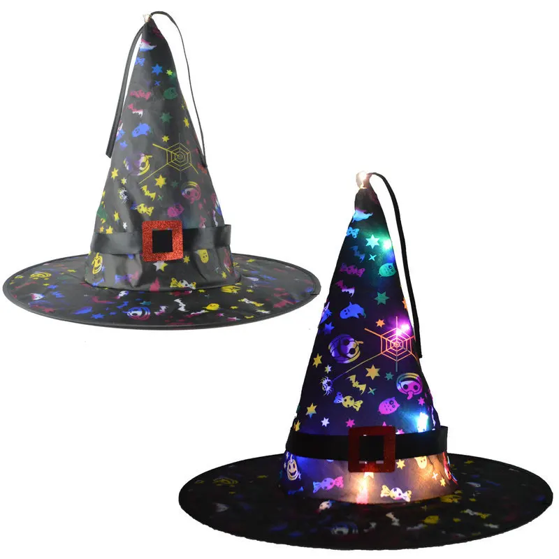 

5 Pcs Glowing Witch Hat Halloween Decoration Lights Halloween Witch Luminous Headwear Ghost Environment Layout Props Decorations
