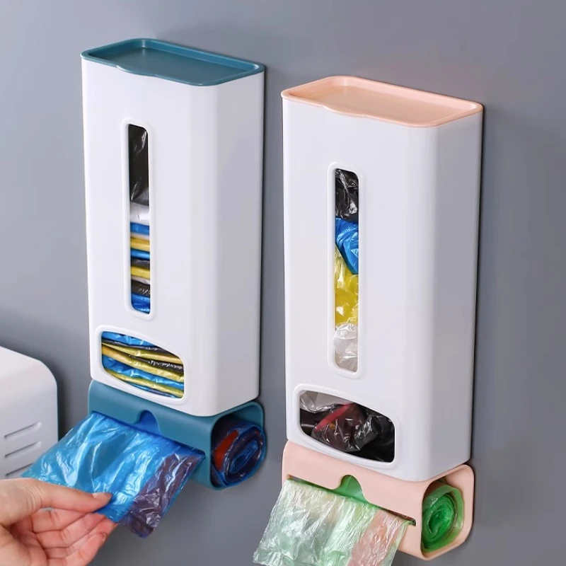 

Garbage Bag Storage Box Artifact Kitchen Convenient Plastic Bag Wall Mounted Household Large Capacity Storage