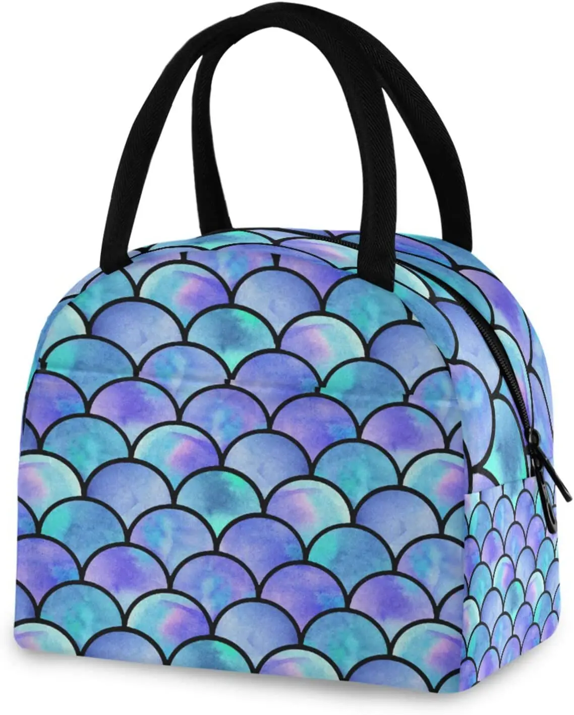 

Colorful Mermaid Ocean Lunch Bag Box Tote Organizer Lunch Container Insulated Zipper Meal Prep Cooler Handbag Office Outdoor Use