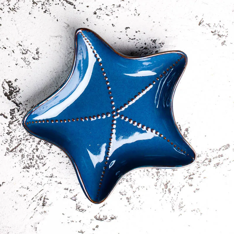 

Blue Ocean Starfish Special-shaped Ceramic Dessert Plate Appetizer Plates