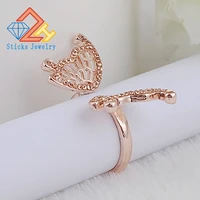 lovely ladies butterfly ring rose gold color open rings for women with top quality cubic zirconia stone jewelry gifts