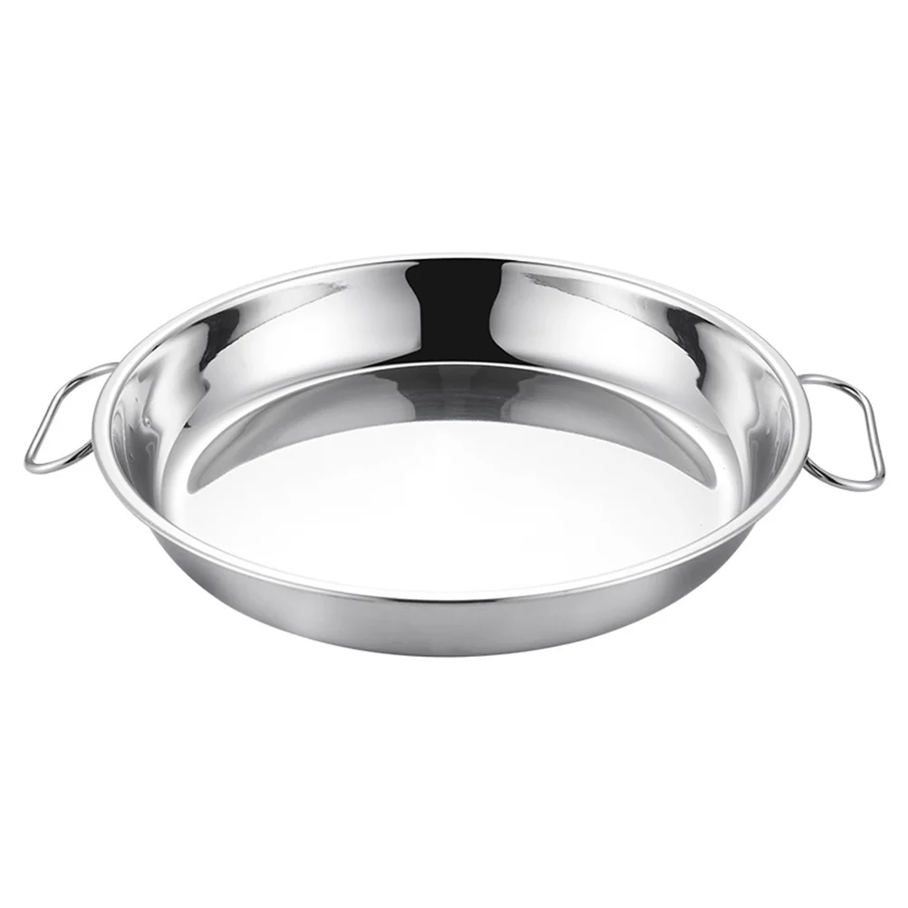 

1PC Kitchen Stainless Steel Baking Tray Home Cake Fruit Serving Plate with Ear