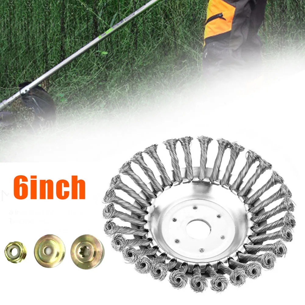 

6Inch Cone Trimmer Cutter Head Kit Carbon Steel Wire Solid Mower Head Garden Brush And Rust Removing Grass Trimmer Head Garden