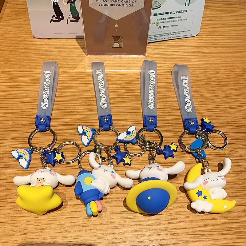 

Sanrioed Cinnamoroll Anime Kawaii Cartoon Universe Walk Series Keychain Silicone Key Chain Backpack Pendant Decoration Cute Gift