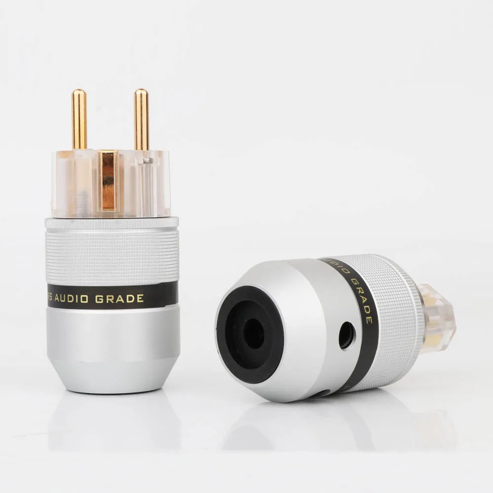

Gold/Rhodium Plated High End Hifi Audio Transparent Schuko EU AC Power Cord Cables Extension Adapter Plugs Connector