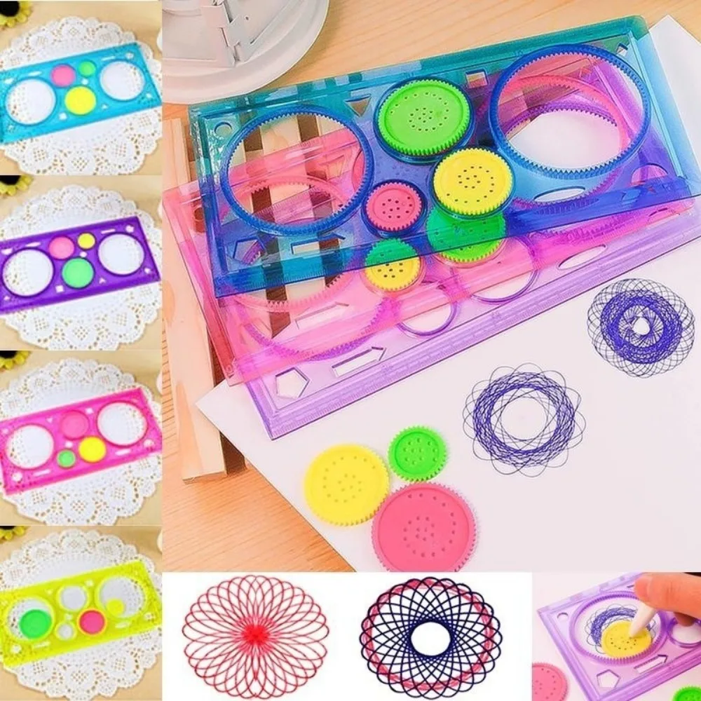 

2Pcs Kids Magical Drawing Ruler Drawing Toys Crafts Games Educational Learning Toys for Children Measuring Tool Christmas Gifts