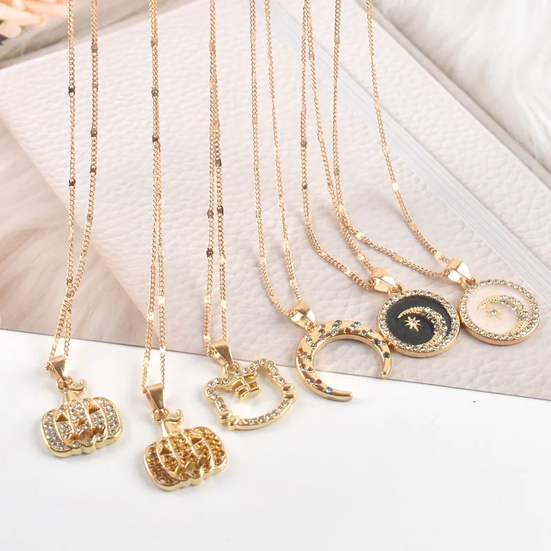 

Fashion Alloy Pumpkin tiger head Pendant Necklace Gold Color Simple Chain Necklace Charms Statement Short Necklace For Jewelry