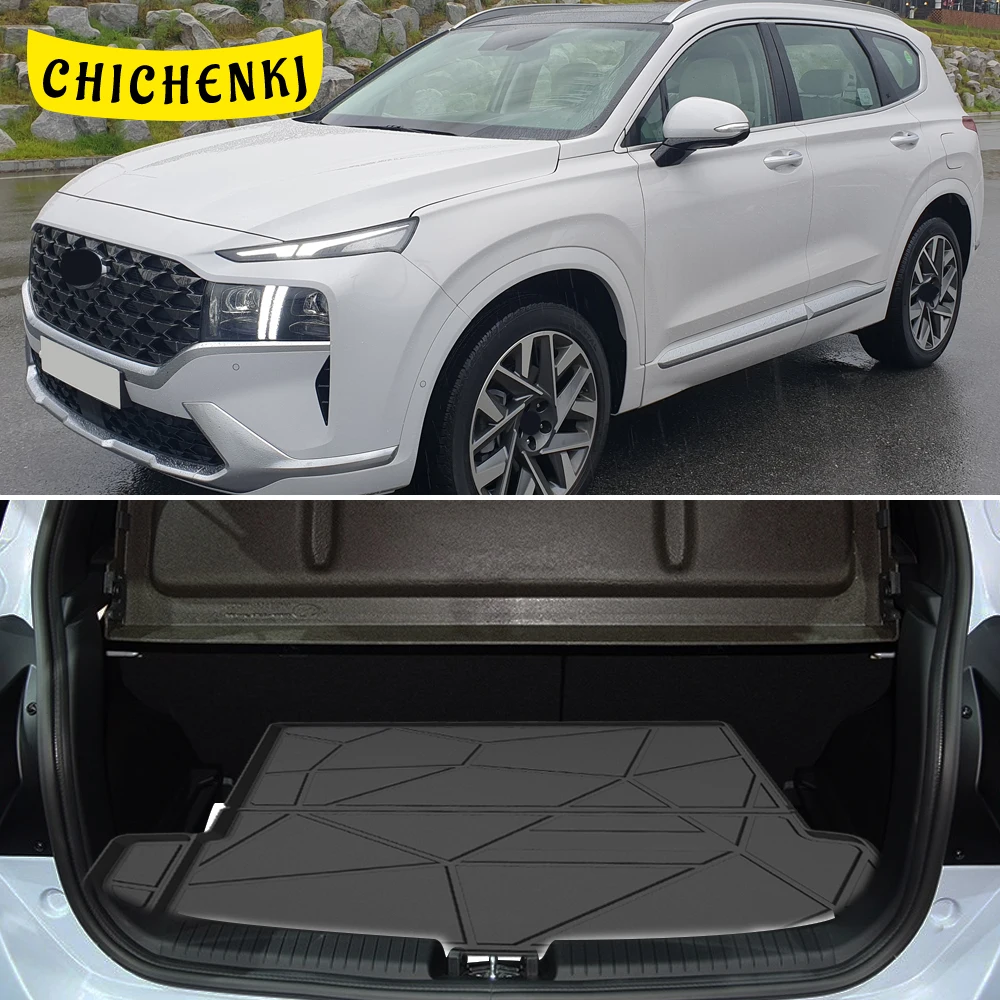 

For Hyundai Santa Fe 2019-2022 Auto Cargo Liner All-Weather TPE Non-slip Trunk Mats Waterproof Boot Tray Trunk Carpet Accessory