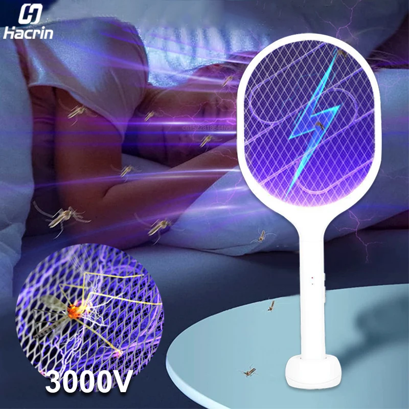 

Electric Mosquito Swatter Racket Mosquito Killer Trap With UV Ultraviolet Light Lamp Anti Mosquitos Repellent Net Rechargeable