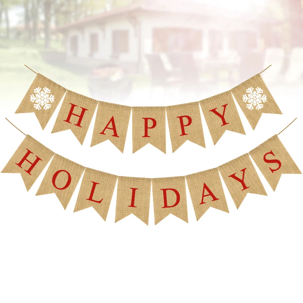 

Banner Christmas New Year Banners Letter Snowflake Printing Flag Burlap Party Supplies Background Layout Props for Home Indoor