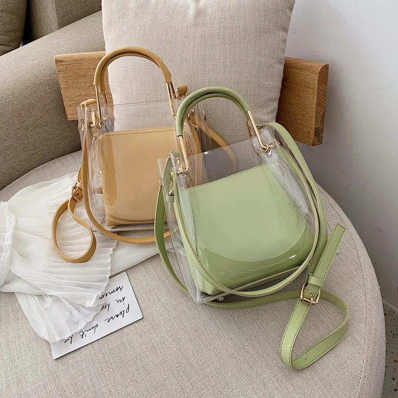 

New Transparent Design Shoulder Crossbody Bags For Women Fashion All-match Leather Handbag Trend Female Armpit Bucket Bags