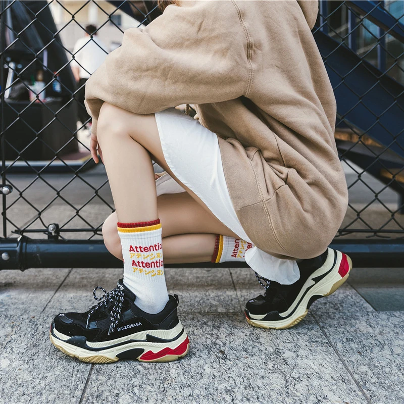 Носки хлопковые дышащие средней длины в стиле ретро 1 пара |