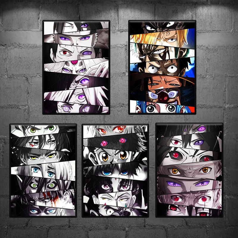 

Japanese Anime Character Eyes Print Poster Naruto Prints Dragon Ball One Piece Canvas Painting Wall Painting Kids Bedroom Decor
