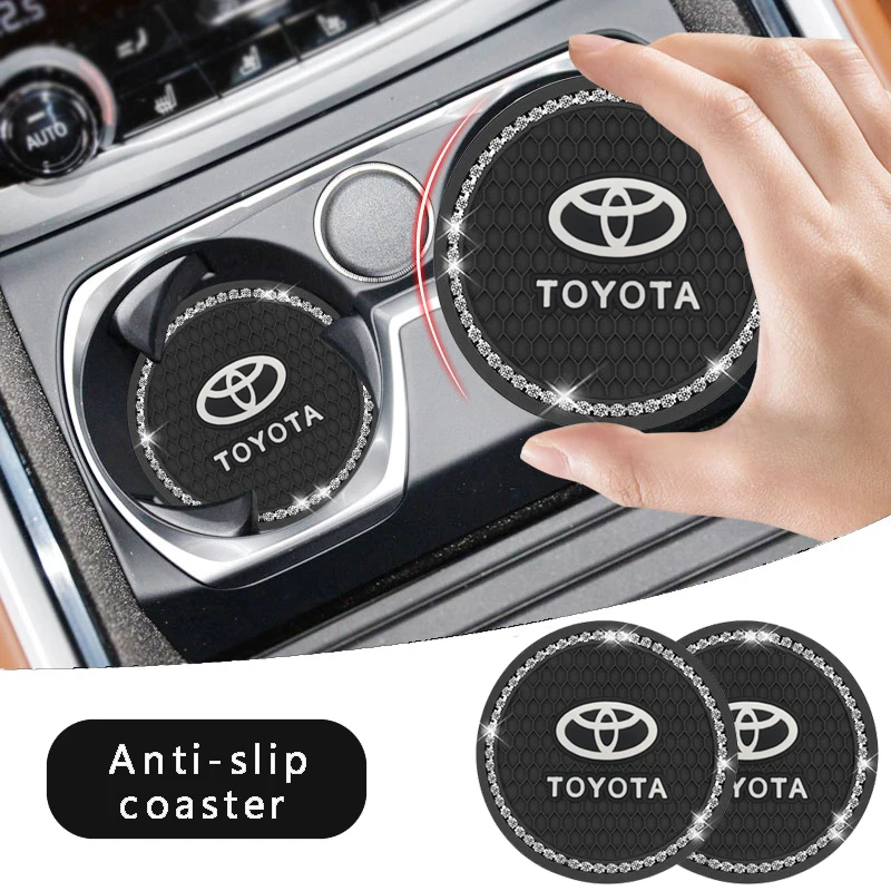 

2Pcs Silica Diamond Car Coasters for Cup Bottle Holder For Toyotas Yaris Supra Chr Aygo Gt86 Verso Auris Corolla Rav4 Car Goods