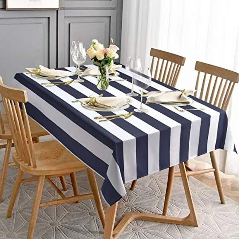 

Simple and Fashionable Black and White Striped Rectangular Tablecloth Kitchen Wedding Decoration Table Waterproof Mantel Mesa