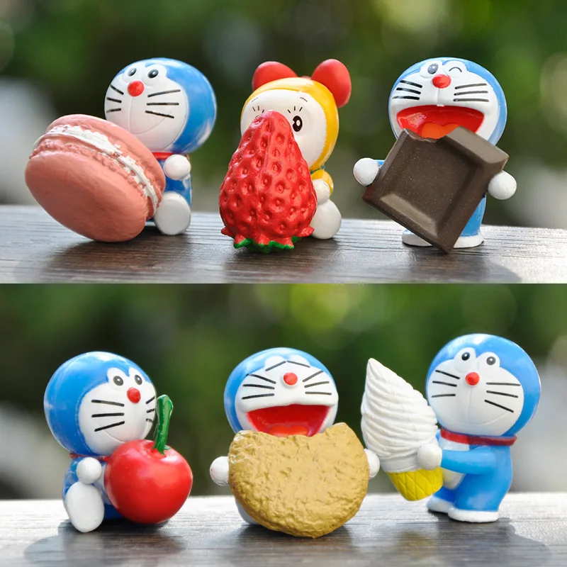 Экшн-фигурки аниме Doraemon Nobita Nobi Shizuka Minamoto Takeshi Gouda Suneo Dorami, игрушки, синяя кошка, куклы, подарки на день рождения, 6 шт./партия