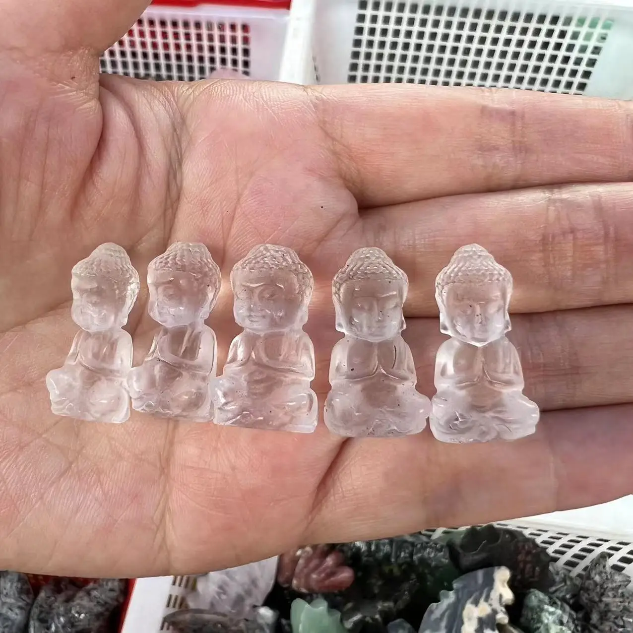 

5pcs Natural Crystal Stone Figure of Buddha Figurine Reiki Healing Stone Crafts Small Decoration Home