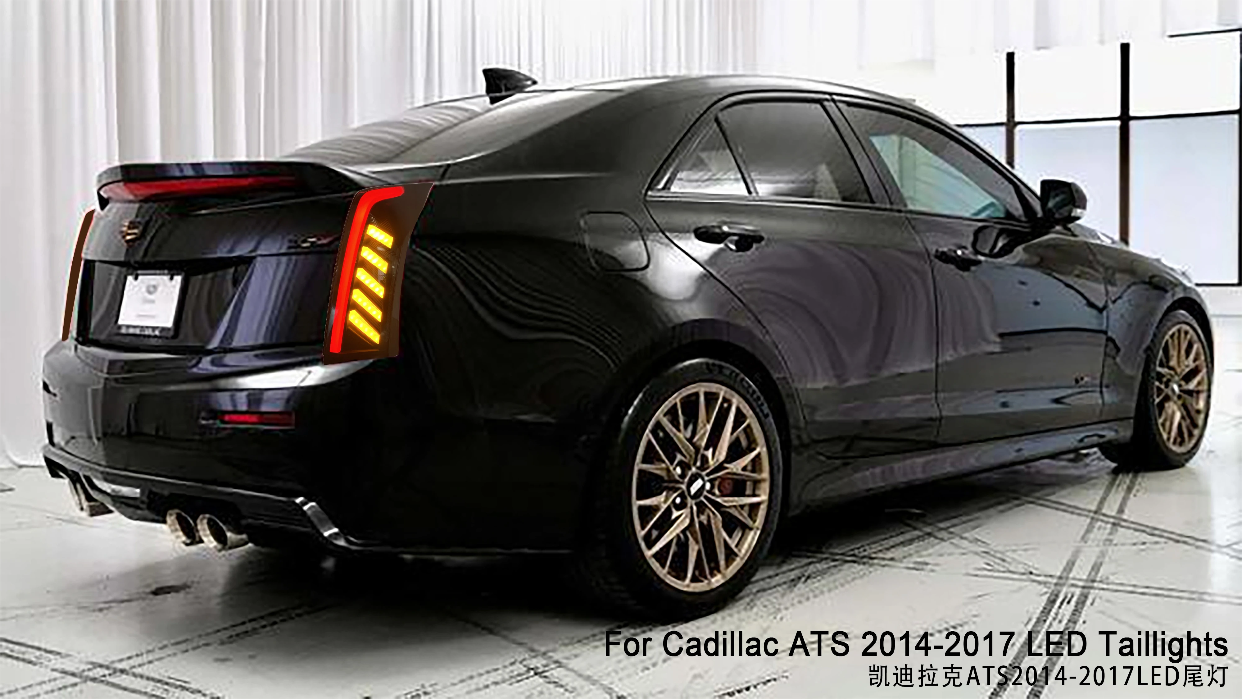 Фото Пара автомобильных задних фонарей в сборе для Cadillac ATS 2014-2017, тормоз, текущая вода, мерцание, Plug and Play, задние фонари, задние фонари №1