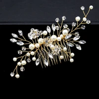luxury handmade crystal pearl flower bride hair accessories for women bridal wedding hair clip comb hair band tiara head jewelry