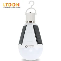 ltoonrechargeable led bulb e27 led solar lamp 7w 12w 85v 265v outdoor emergency solar poweredbulb camping hiking fishing light