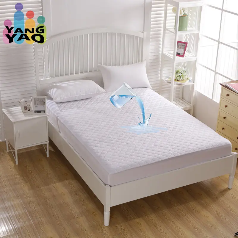 

White Color Waterproof Quilted Mattress Cover Queen Size Hotel Anti-mite Quilting Bed Protector Cover No Pillowcase Wholesale