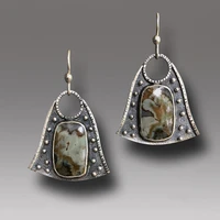 vintage irregular metal hand engraved pattern earrings fashion ladies inlaid pattern dnagle earrings jewelry gifts