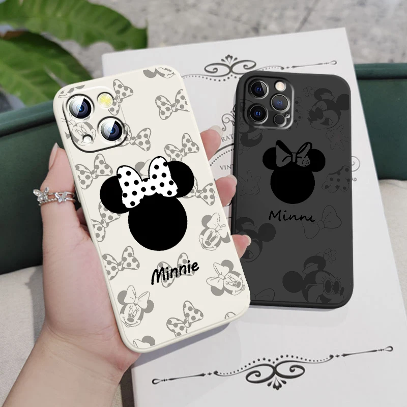 

Disney Mickey Minnie Luxury Liquid Rope Soft Cover Phone Case For Apple IPhone 14 13 12 Mini 11 Pro XS MAX XR X 8 7 SE Armour