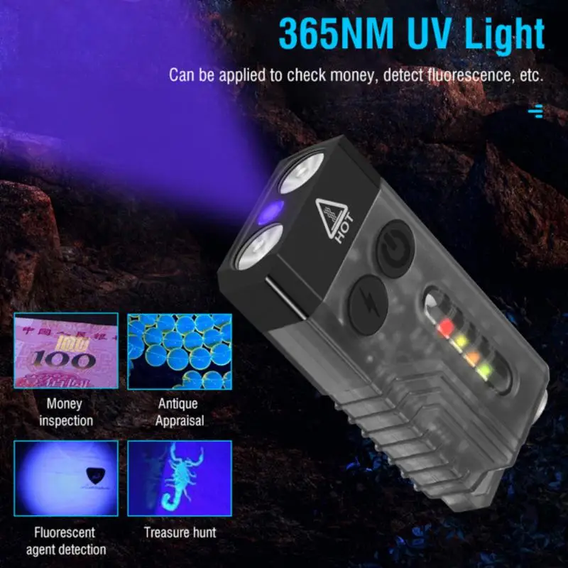 

1000 Lumens Strong Light Keychain Lamp Flashlight Multi-function Anti-wolf Alarm Flashlight USB Charging Outdoor Camping Tools