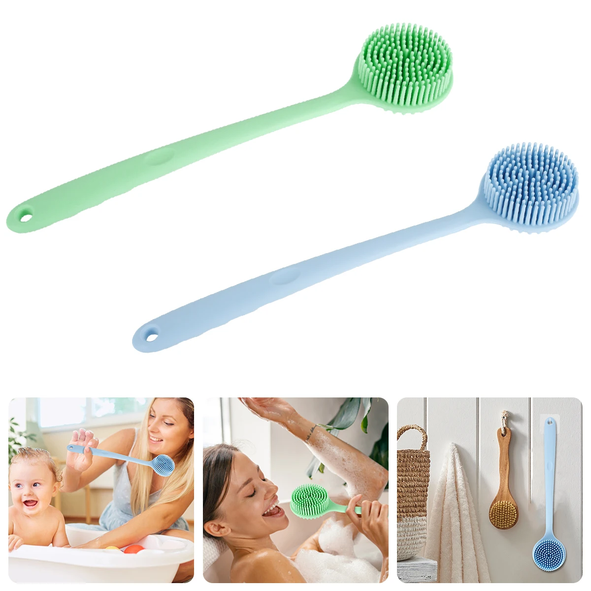 

Силиконовая щетка для тела с длинной ручкой, скребок для спины, мягкий скребок для душа, двухсторонняя щетка для тела для ванны, для душа, для...