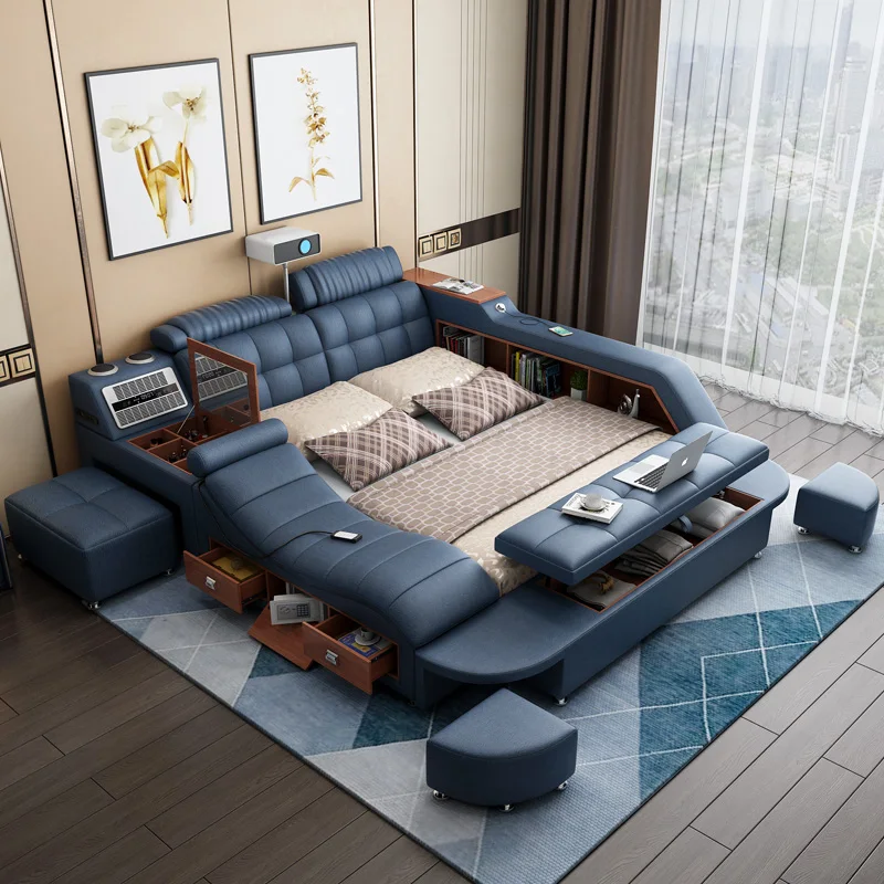 Каркас двуспальной кровати в скандинавском стиле роскошный подголовник