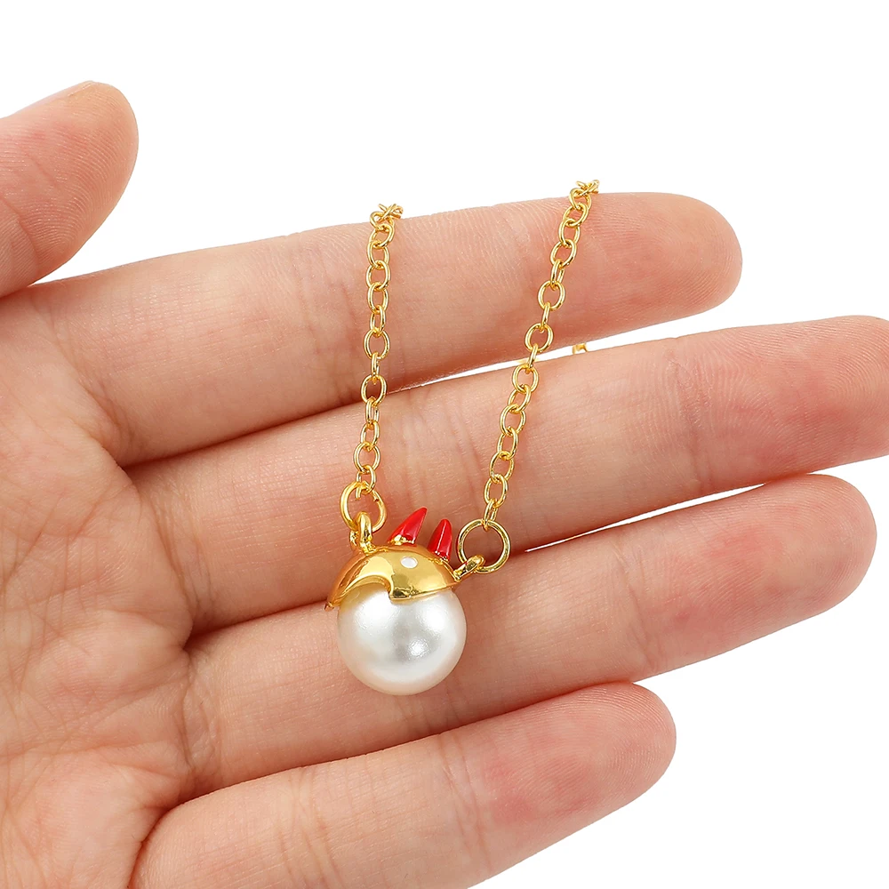 Japan Anime Chainsaw Man Power Necklace Chain High Quality Pendant Jewelry Gold Color Pearl Collares Prop Women Gift Accessories images - 6