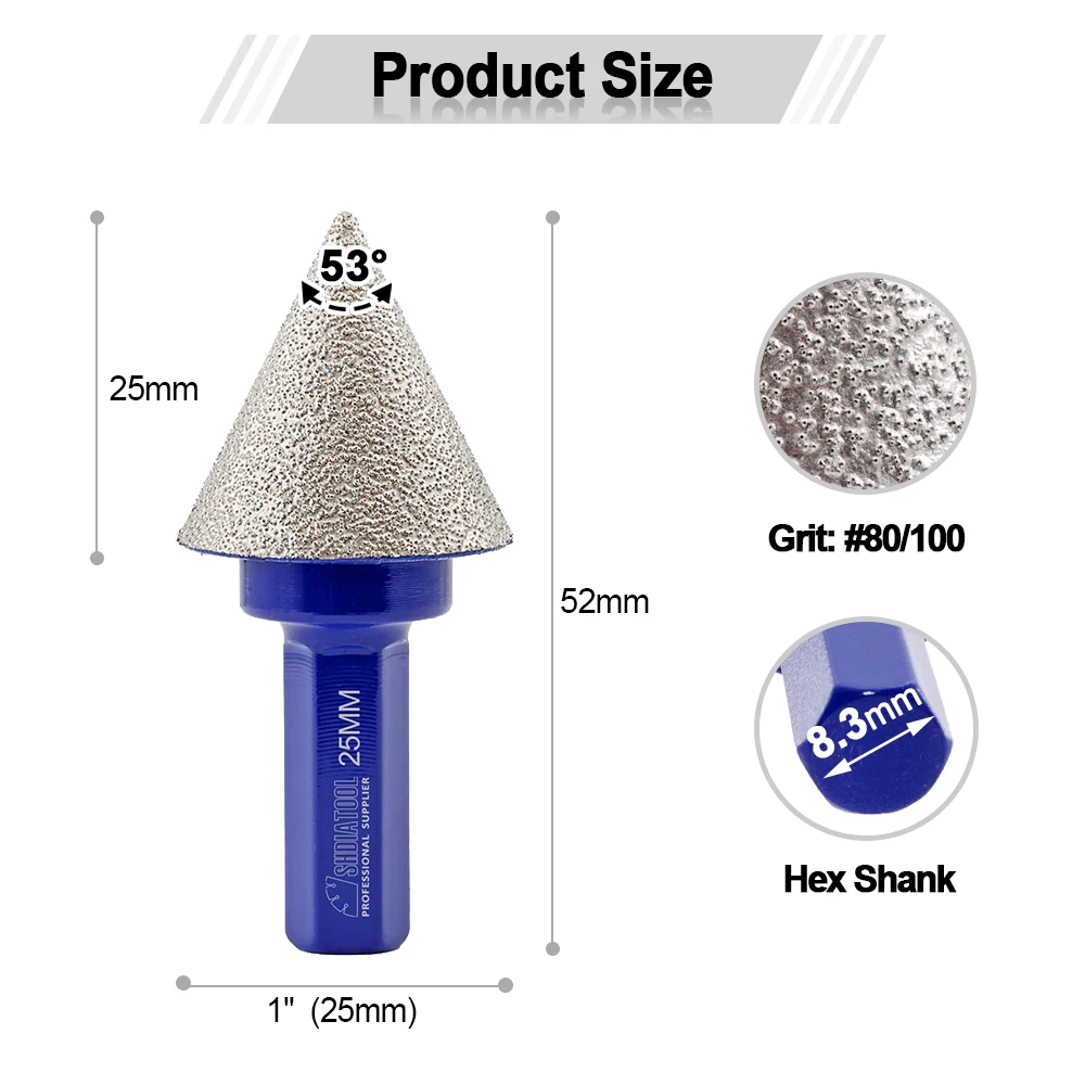 SHDIATOOL Dia20-50mm с шестигранным хвостовиком Алмазные фаски фрезерные биты плитка фарфоровая керамическая мраморная шлифовальная ручная дрель
