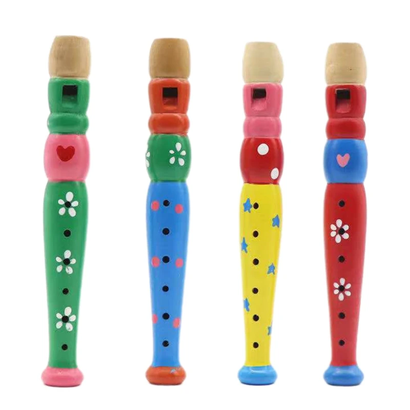 

Cartoon Wooden Recorder 6 Hole Soprano Recorder Flute Music for Kids,4Pcs