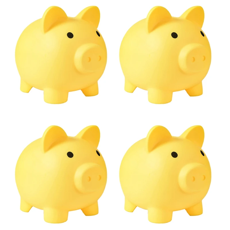 

4X Large Piggy Bank, Unbreakable Plastic Money Bank, Coin Bank For Girls And Boys, Practical Gifts For Birthday(Yellow)