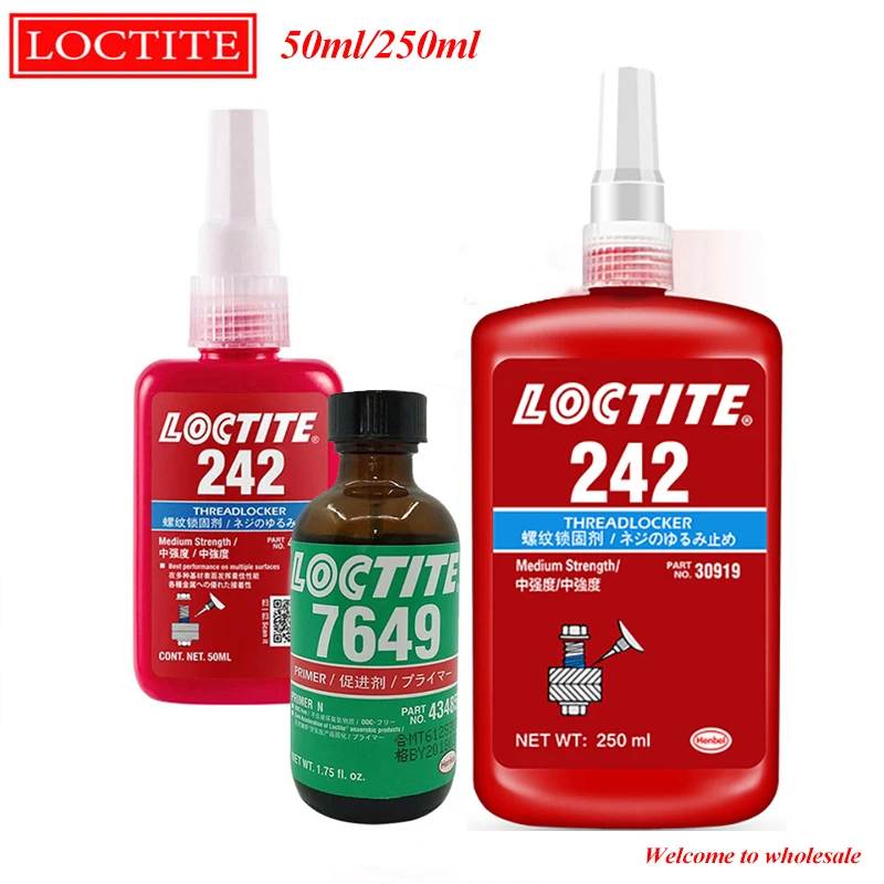 

50ml Loctite Glue 242 Thread Locking Glue Blue Medium Strength Anaerobic Glue Fast Curing Liquid Glue Metal Surface Precoat
