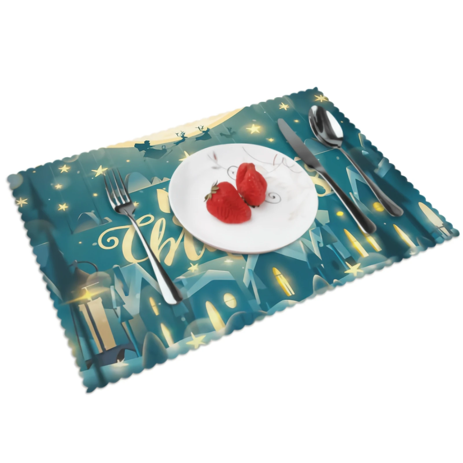

Merry Christmas Placemats for Dining Table Set of 4 Fun Christmas NightDecor Rectangular Heat Resistant Washable Place Mat
