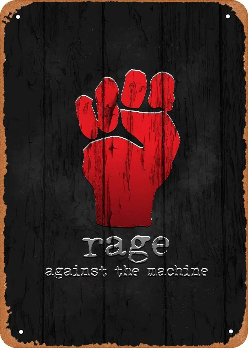 Metl Vntge Logo Rge gnst The Mchne Plque Плакат Tn Sgn 8 &quotX 12&quot Ретро Wll Декор