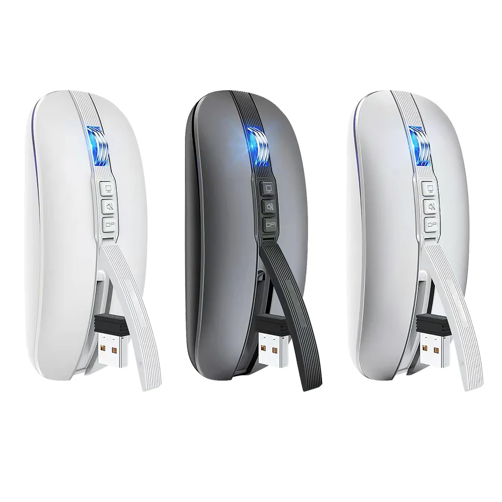 

USB 2.4G Bluetooth-compatible Wireless Mouse Home Office Dual Mode 2400DPI Mouse Dual Silent Ultra-thin Sliding Mouse