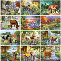 cross stitch kits diy landscape ecological cotton thread 14ct unprinted embroidery needlework home decoration horses